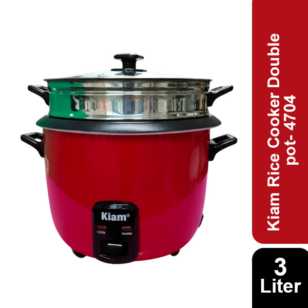 Kiam Rice Cooker 3.0 ltr Double pot (SS & Non Stick Pot)-4704