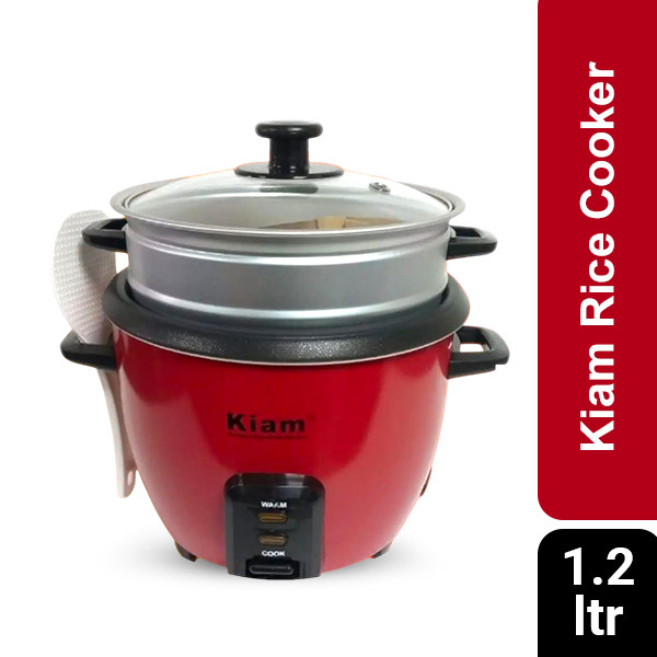 Kiam Rice Cooker Full Body 1.2 Ltr - Double pot (SS & Non Stick Pot)