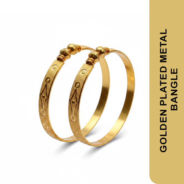 Stainless Steel Golden Bangle Bracelet-1pair
