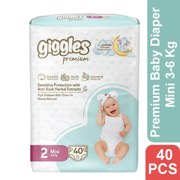Giggles Premium Baby Diaper 2 Mini 3-6 Kg 40 Pcs