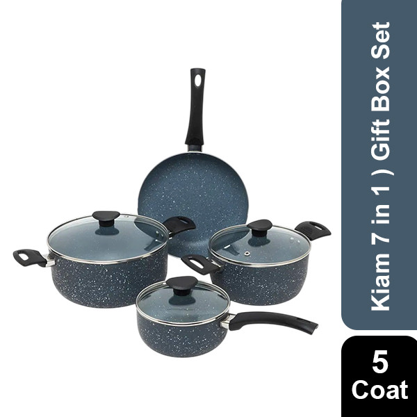 Kiam  Super Ceramic Non stick Cookware  (7 in 1 )Gift Box Set (5 Coat)
