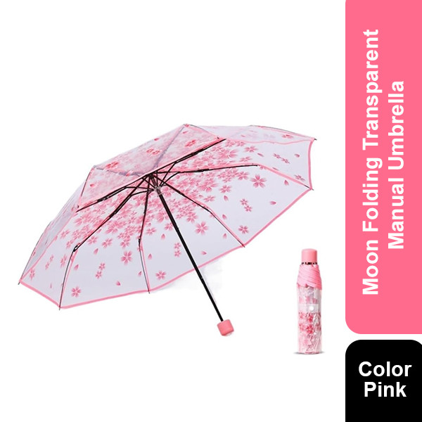 Moon Folding Transparent Manual Umbrella (Pink)