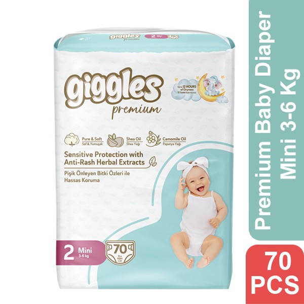 Giggles Premium Baby Diaper Mini 3-6 Kg 70 Pcs
