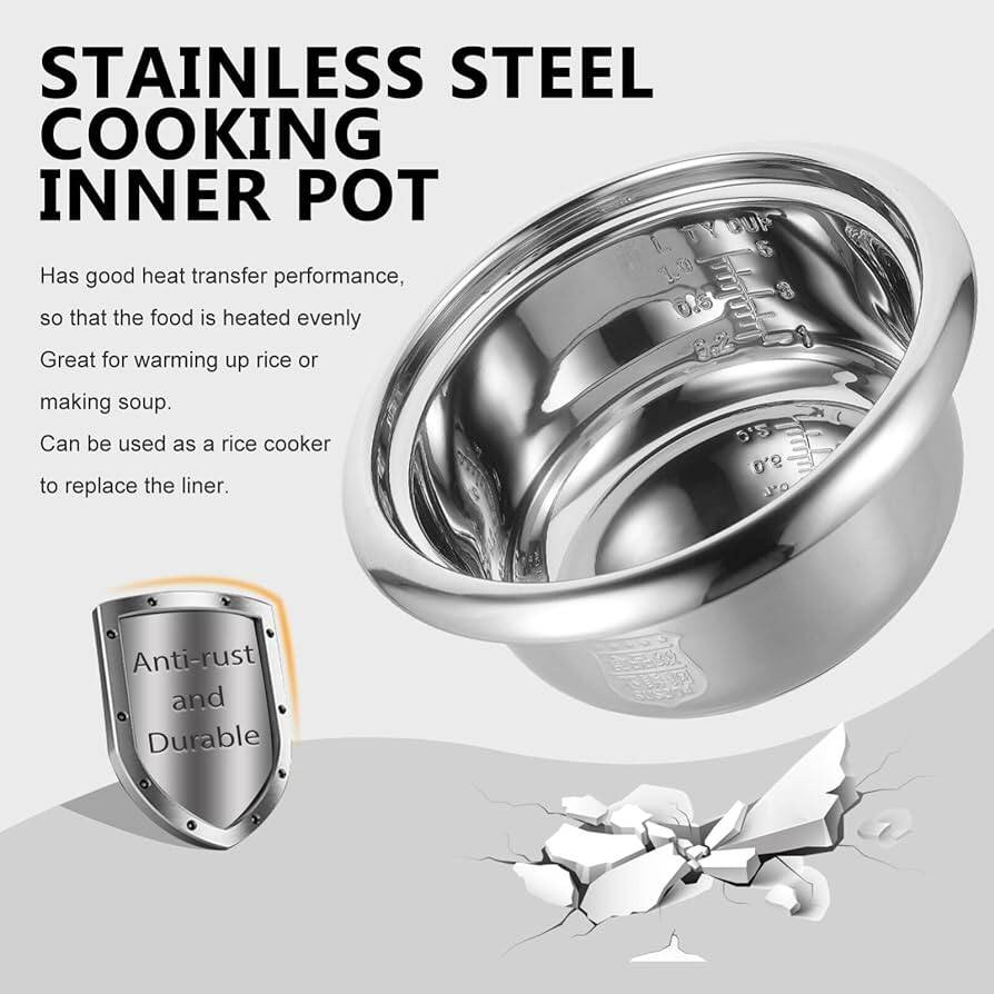 Stainless Steel Rice Cooker Inner Cooking Pot 2pc-2.8tr