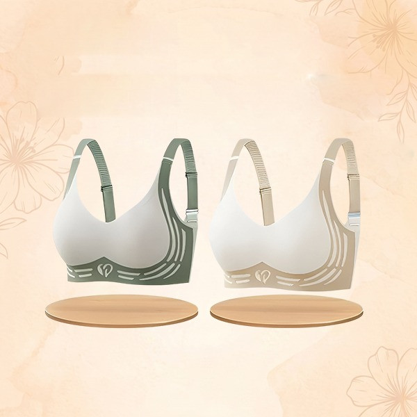 Women's Premium Padded-Free Seamless Comfort Bra 2 Pcs Combo(Sage Green/ Cream (Ivory))S-32/34/36/38/40