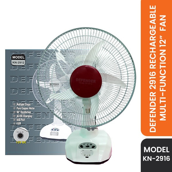Defender Rechargeable AC/DC Table Fan 12"(KN-2912)