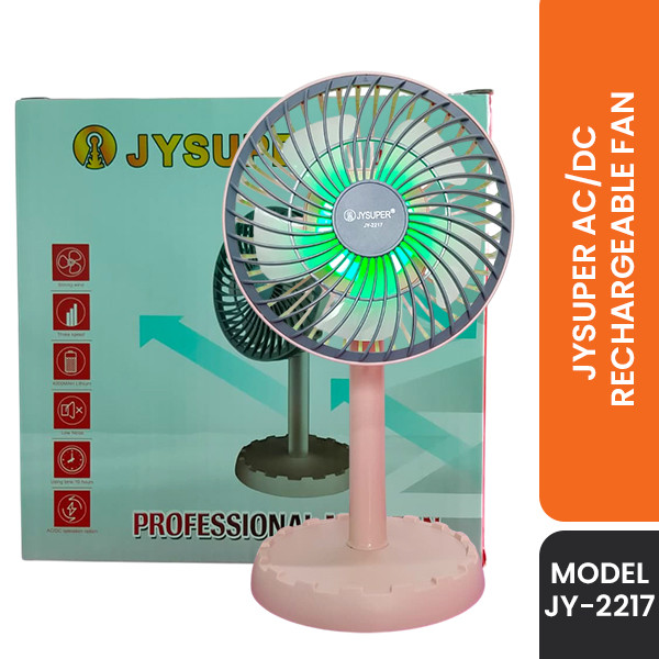 JYSUPER Rechargeable Multicolor Portable Mini Table Fan - JY-2217(Pink)