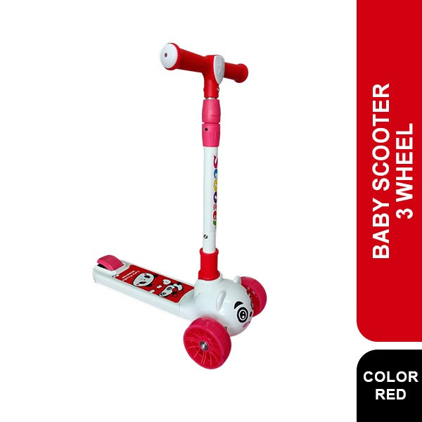 Baby Scooter 3 Wheel Scooter High class LED Wheels-Red  colour
