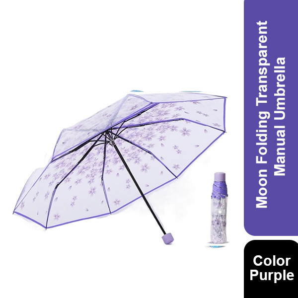 Moon Folding Transparent Manual Umbrella (Purple )