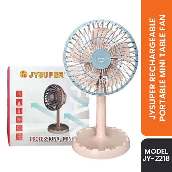 JYSUPER Rechargeable Multicolor Portable Mini Table Fan - JY-2218(Pink)