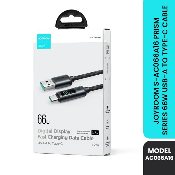 JOYROOM S-AC066A16 66W USB-A to Type-C Digital Display Fast Charging Data Cable