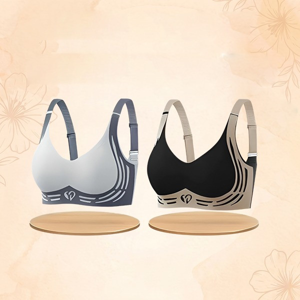 Women's Premium Padded-Free Seamless Comfort Bra 2 Pcs Combo(Light Grey/Black)S-32/34/36/38/40