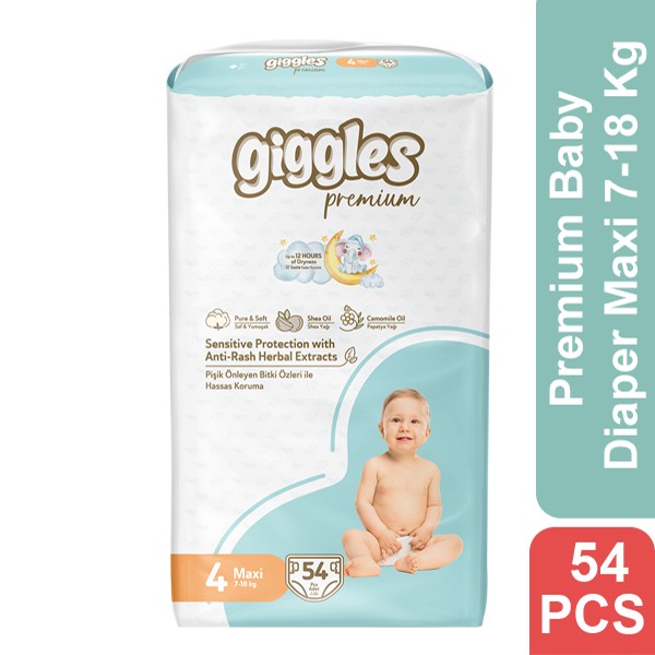 Giggles Premium Baby Diaper Maxi 7-18 Kg 54 Pcs