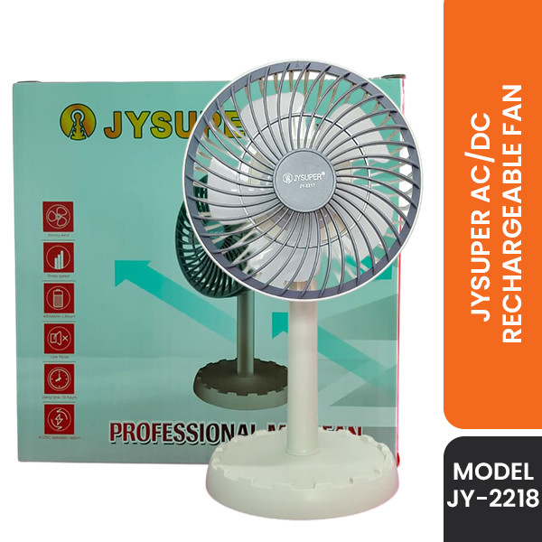 JYSUPER Rechargeable Multicolor Portable Mini Table Fan - JY-2218(White)